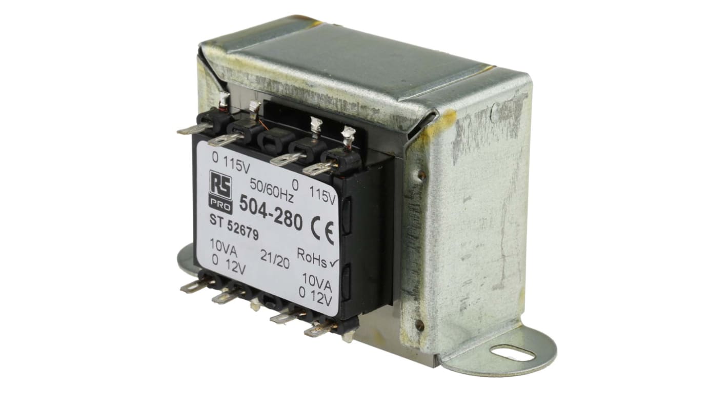 RS PRO 20VA 2 Output Chassis Mounting Transformer, 12V ac, IEC 61558-2-6