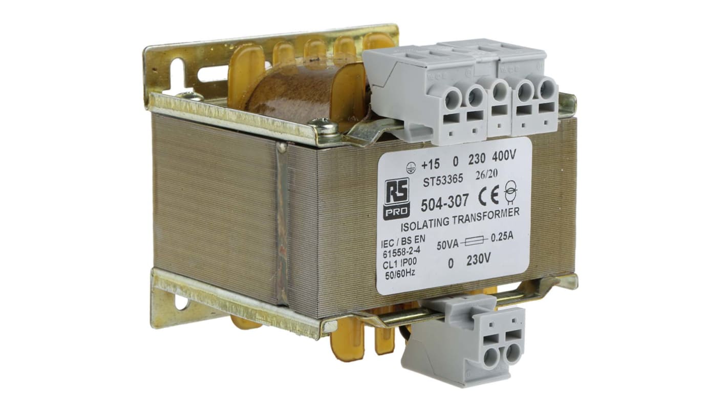 RS PRO 50VA 1 Output Chassis Mounting Transformer, 230V ac, IEC 61558-2-4