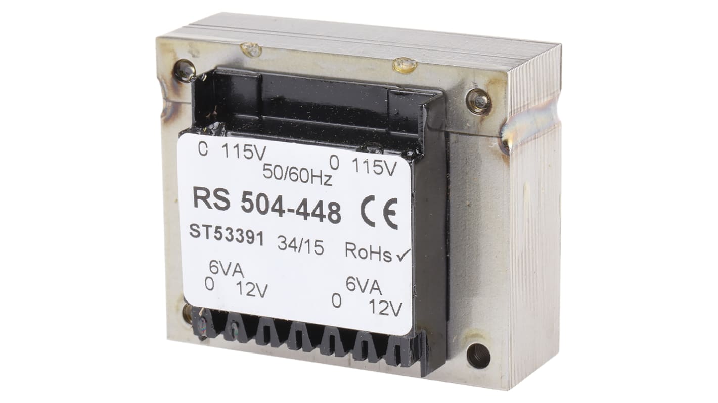 RS PRO 12V ac 2 Output Through Hole PCB Transformer, 12VA