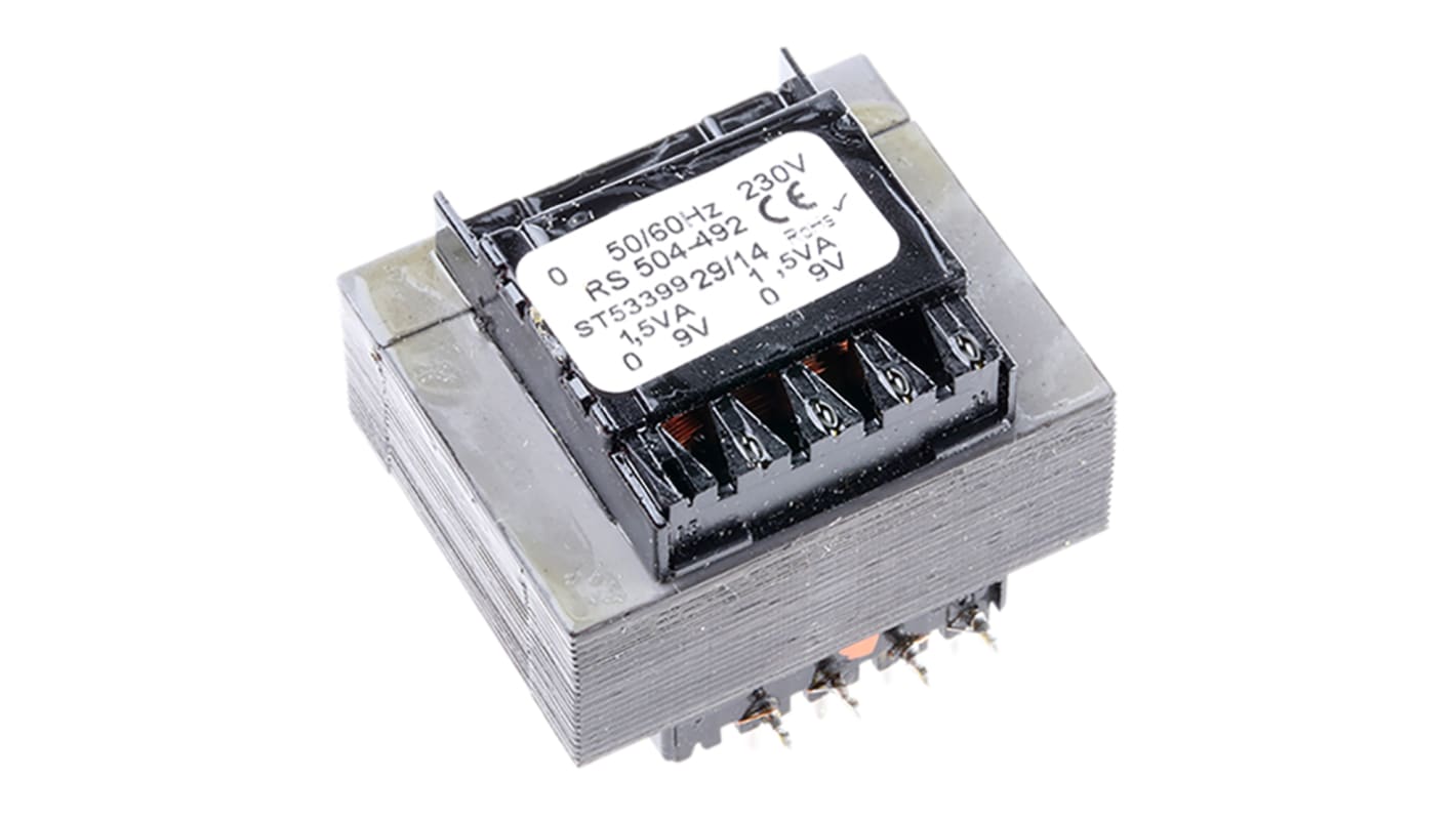 Trasformatore per PCB RS PRO, 3VA, primario 230V ca, secondario 9V ca, 2 uscite