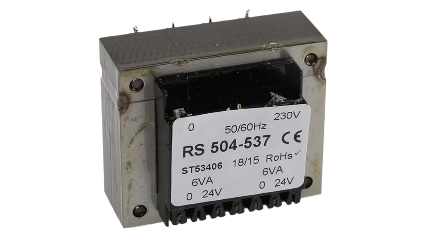 RS PRO 24V ac 2 Output Through Hole PCB Transformer, 12VA