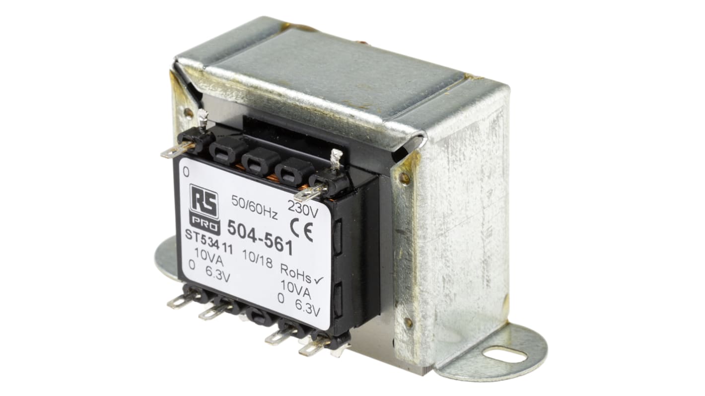 RS PRO 20VA 2 Output Chassis Mounting Transformer, 6.3V ac, IEC 61558-2-6