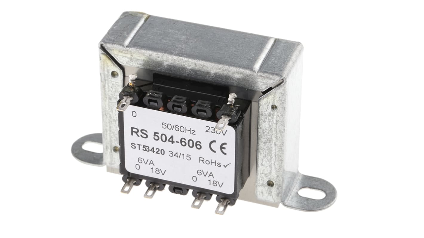 RS PRO 12VA 2 Output Chassis Mounting Transformer, 18V ac, IEC 61558-2-6