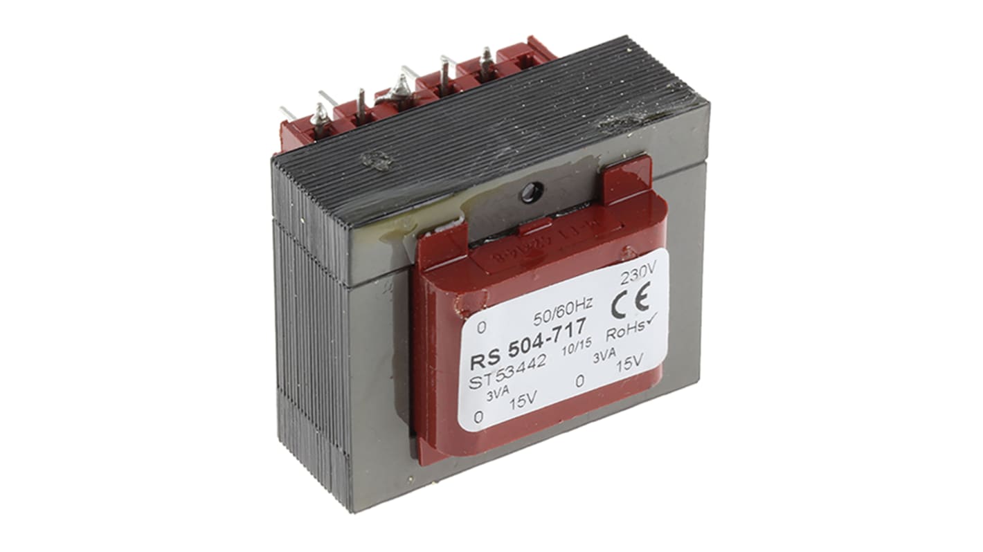 RS PRO 15V ac 2 Output Through Hole PCB Transformer, 6VA