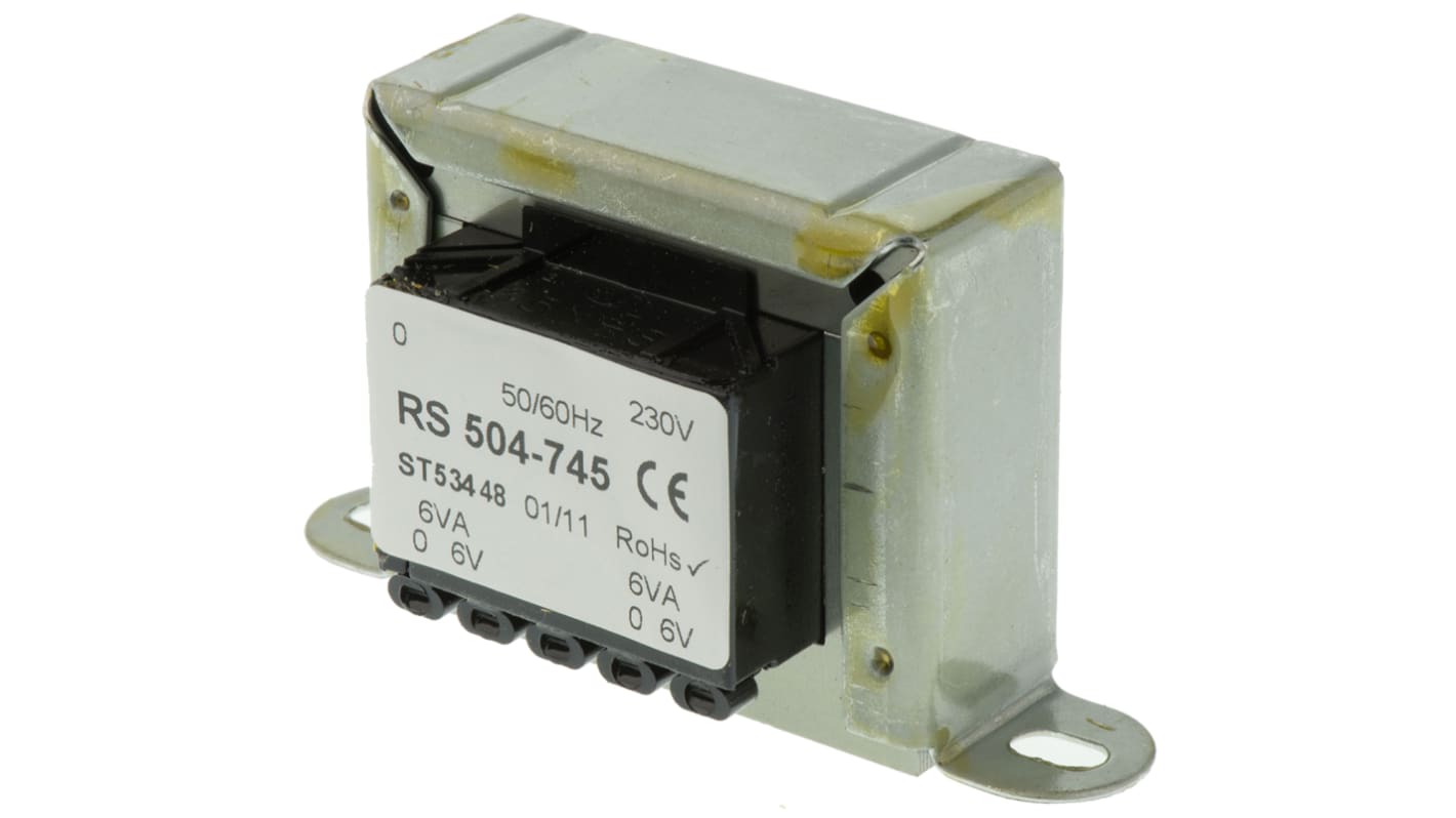 RS PRO 12VA 2 Output Chassis Mounting Transformer, 6V ac, IEC 61558-2-6