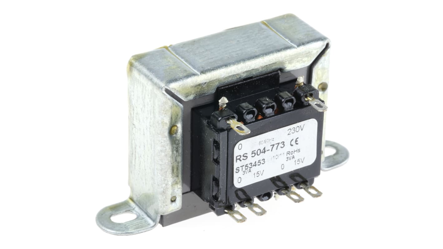 RS PRO 6VA 2 Output Chassis Mounting Transformer, 15V ac, IEC 61558-2-6