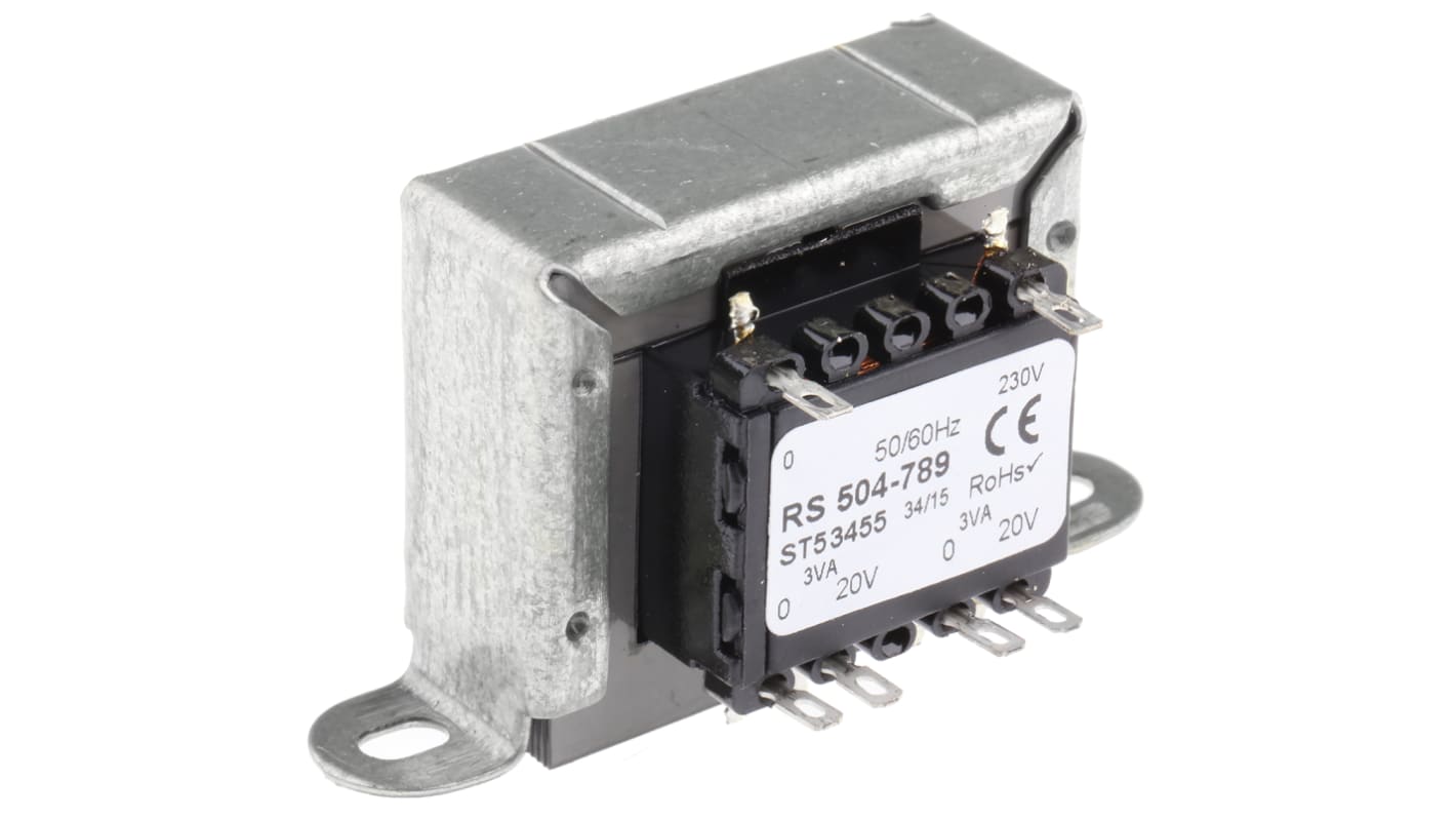 RS PRO 6VA 2 Output Chassis Mounting Transformer, 20V ac, IEC 61558-2-6