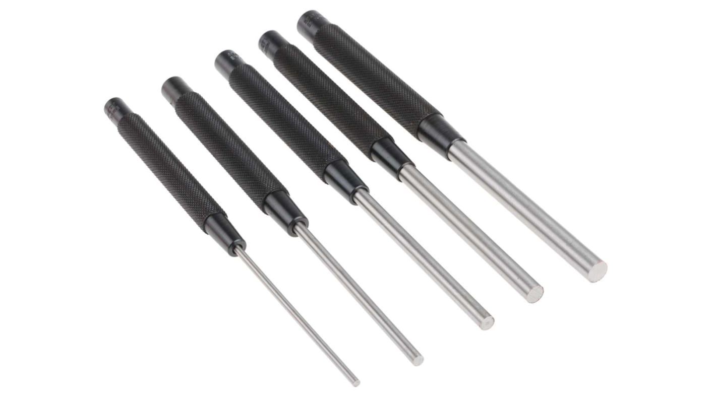 Starrett 引脚冲头套件, 1/8 → 3/8 in.柄部直径, 5件套