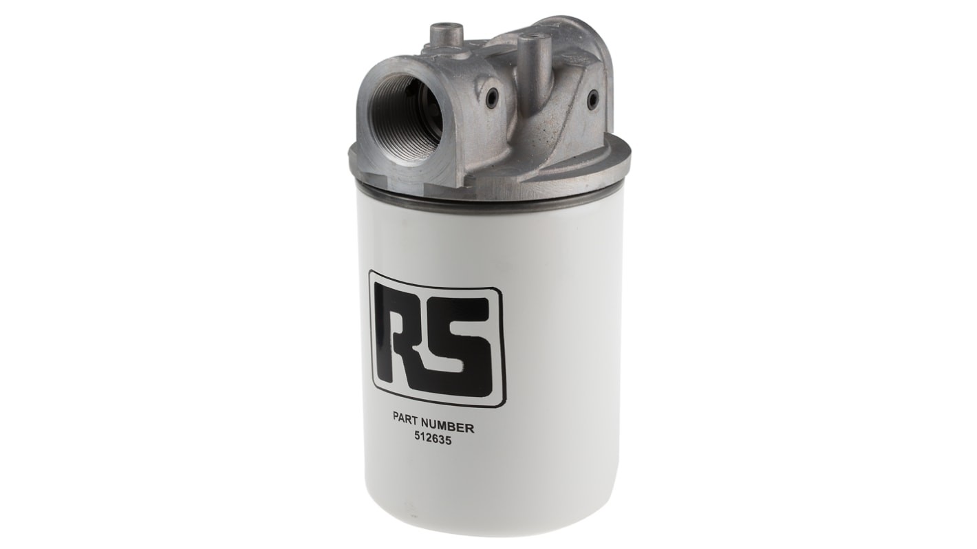 RS PRO 12 bar 1-1/4in Hydraulic Spin-On Filter Can, 95L/min max, 10μm filtration size