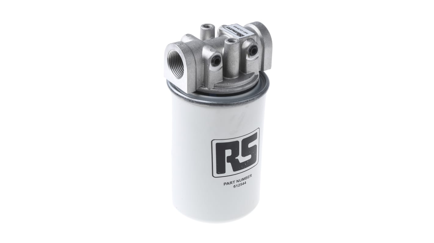 RS PRO 12 bar 3/4in Hydraulic Spin-On Filter Can, 65L/min max, 10μm filtration size