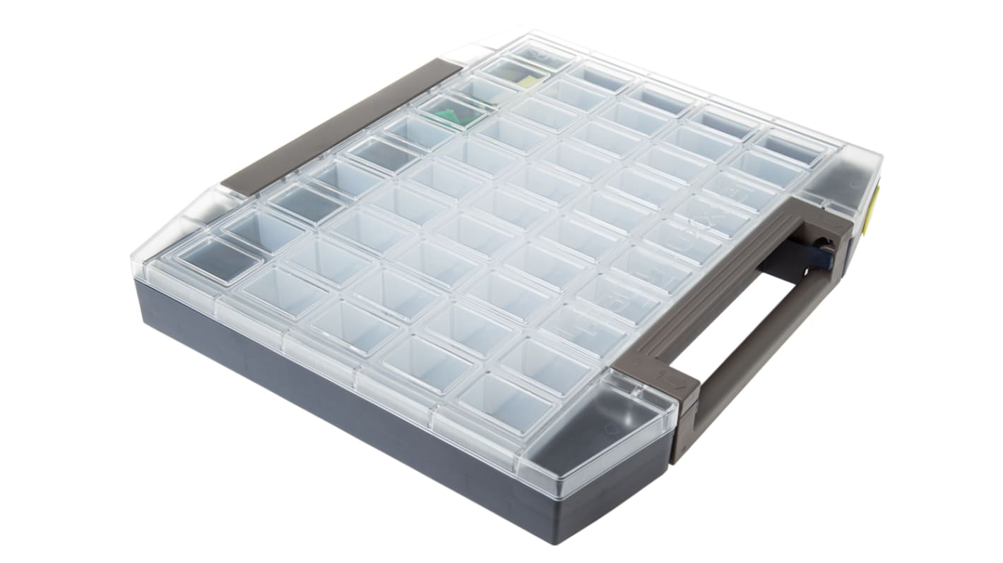 Raaco 45 Cell Grey PC, PP Compartment Box, 55mm x 421mm x 361mm