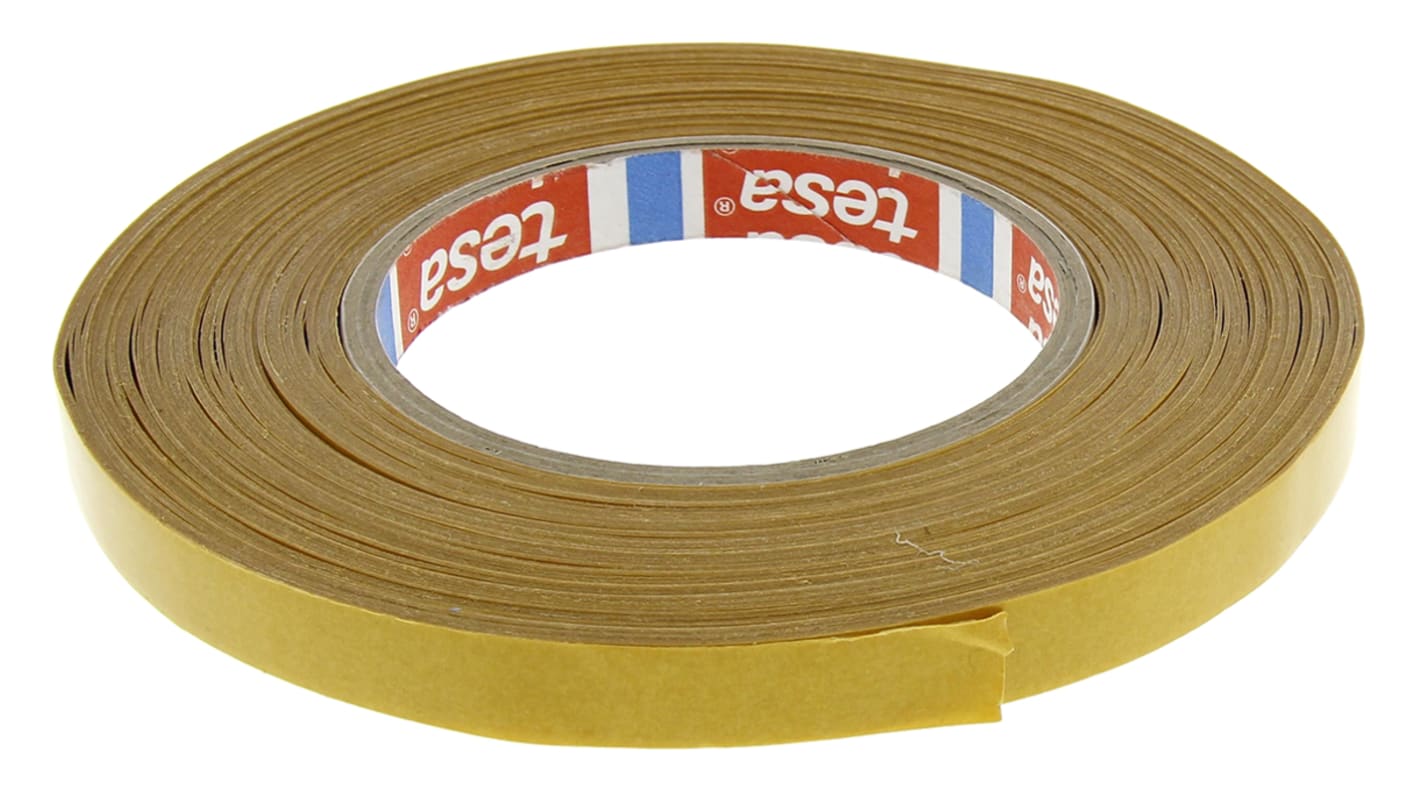 Tesa 51571 White Double Sided Cloth Tape, 0.16mm Thick, 3.2 N/cm, Synthetic Rubber Backing, 12mm x 50m