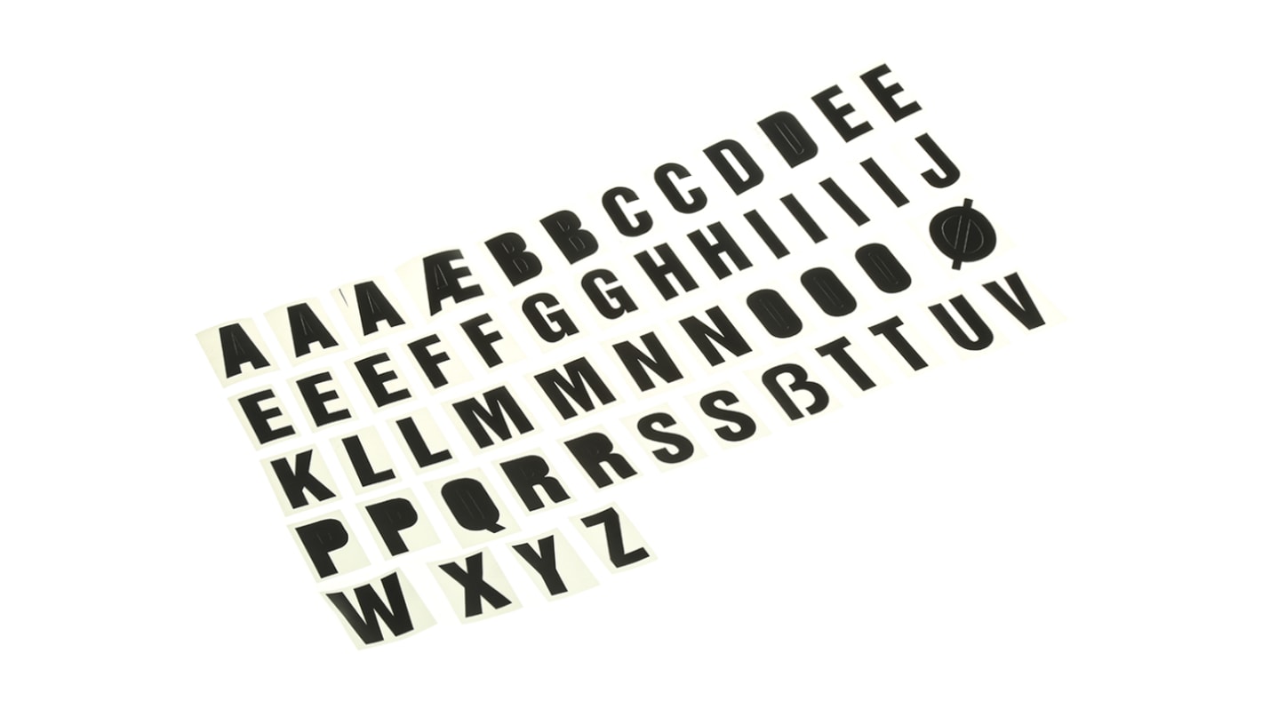 RS PRO Black Self Adhesive Letters, 30mm Character Height