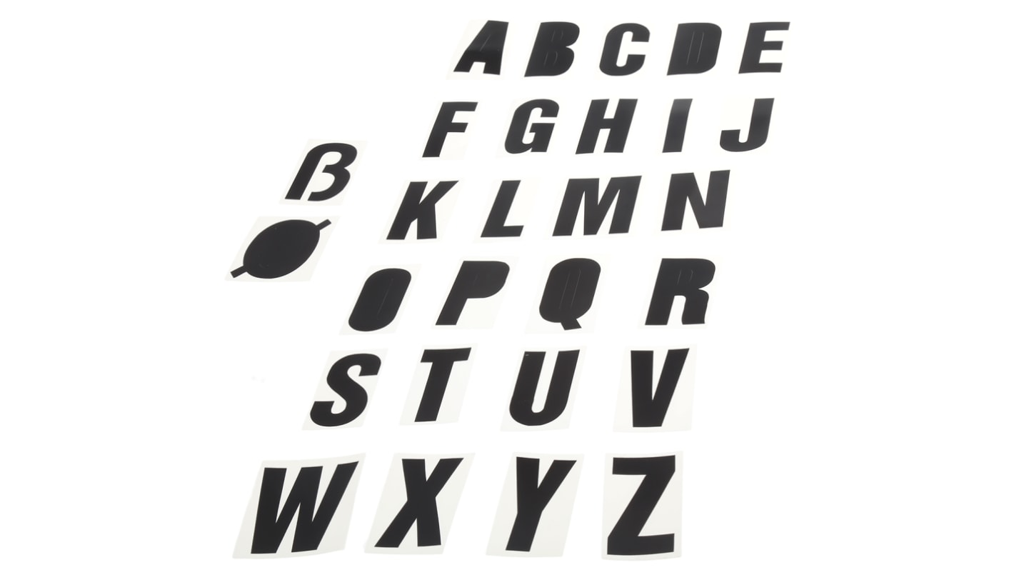 RS PRO Etiketten alphabetisch Buchstaben H. 50mm Schwarz, selbstklebend 50 Stk.