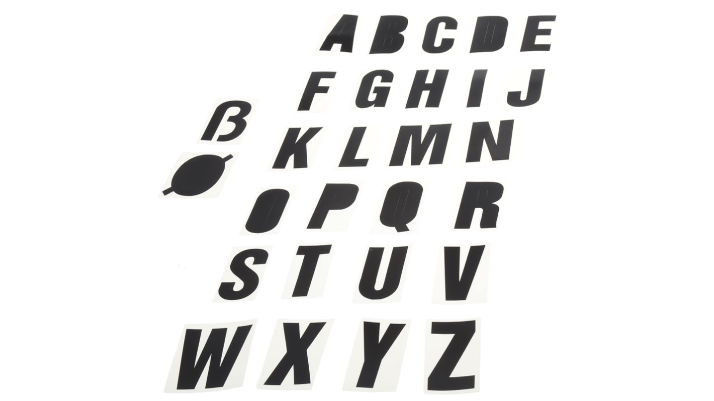 RS PRO Black Self Adhesive Letters, 50mm Character Height