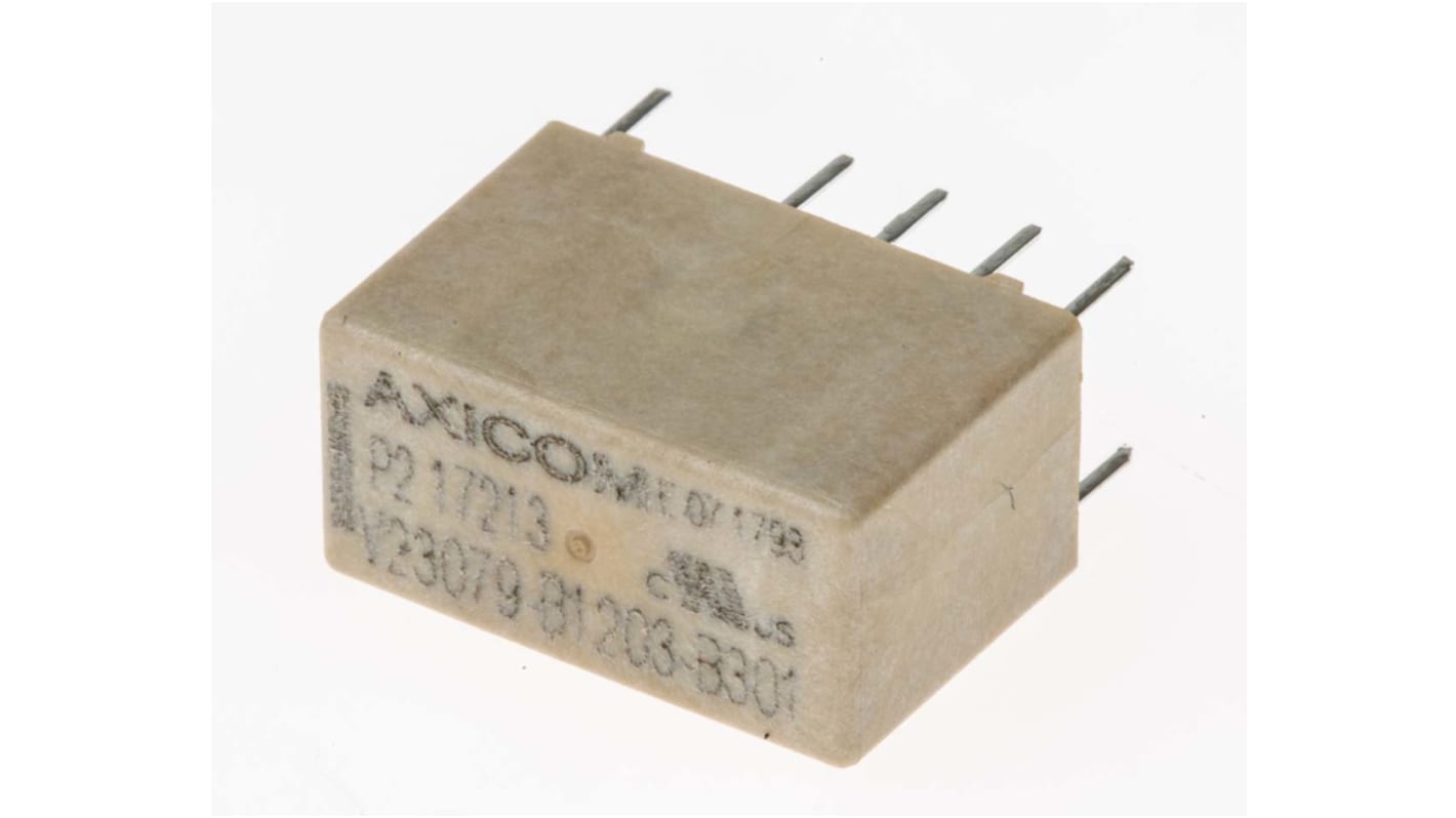 TE Connectivity PCB Mount Latching Signal Relay, 12V dc Coil, 2A Switching Current, DPDT