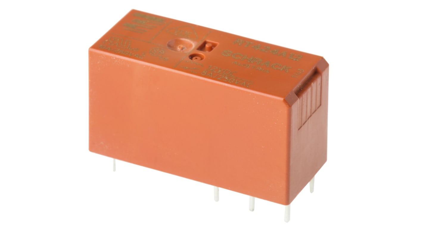 TE Connectivity Schrack 12V dc Spule 2-poliger Wechsler Printrelais 8A 360 Ω Bistabiles Relais