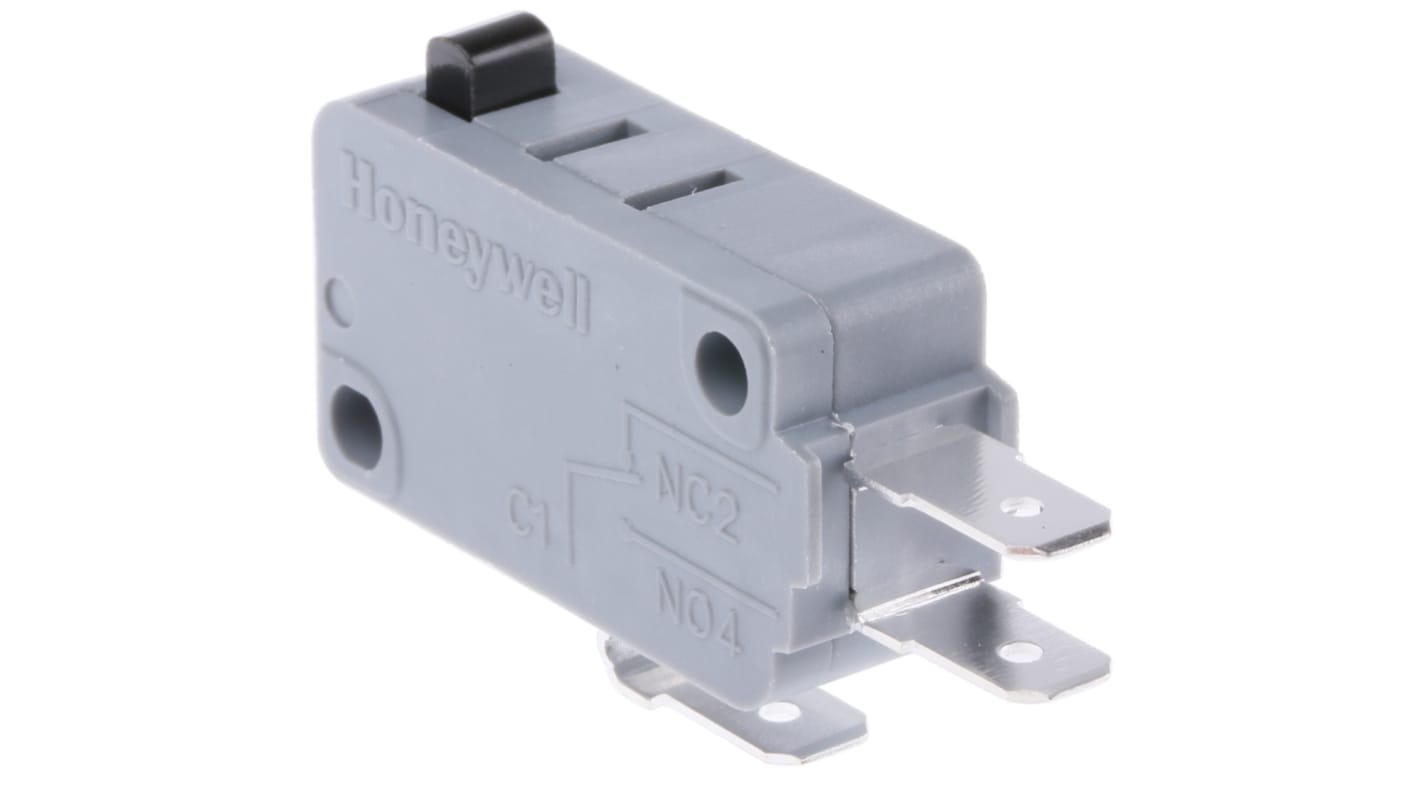 Honeywell 柱塞微动开关, 单刀双掷, 16 A @ 250 V 交流触点, 插片端, 操作力0.98 N