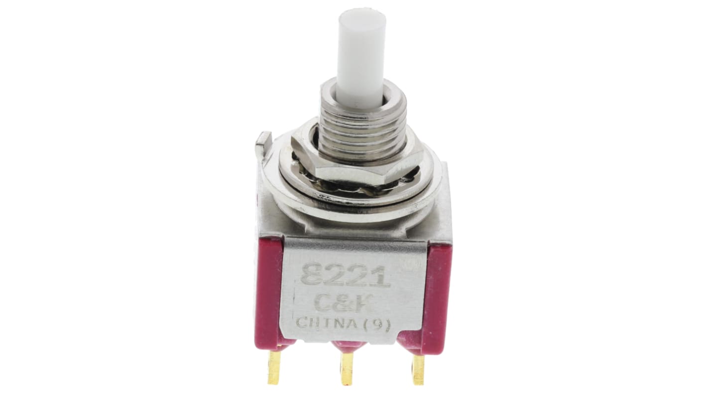 C & K Push Button Switch, Momentary, Panel Mount, DPDT