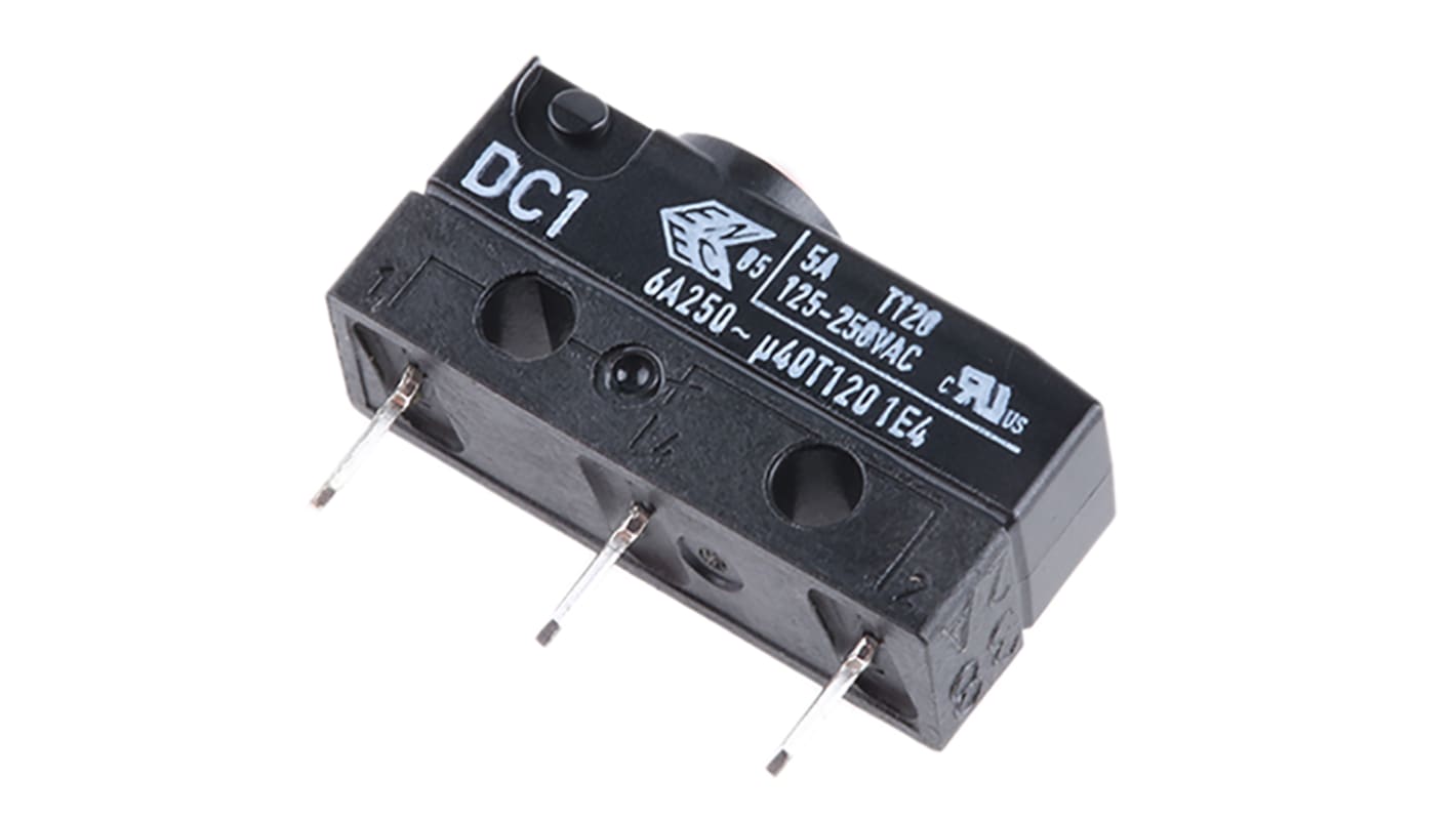 Microrupteur Bouton ZF, PCB, 1RT, 6 A @ 250 V c.a.