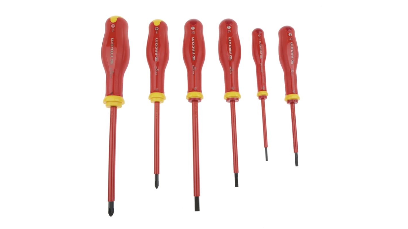 Facom Phillips, Slotted Screwdriver Set, 6-Piece