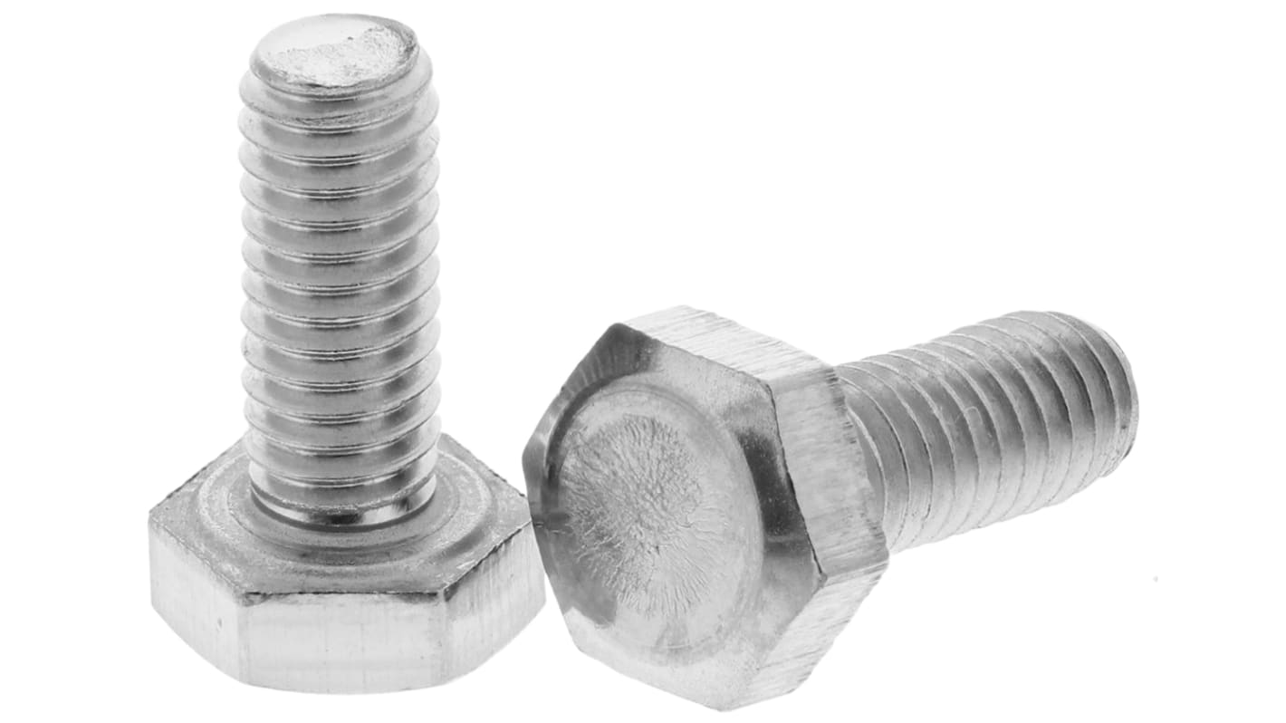 RS PRO Plain Stainless Steel, Hex Bolt, M4 x 10.0mm