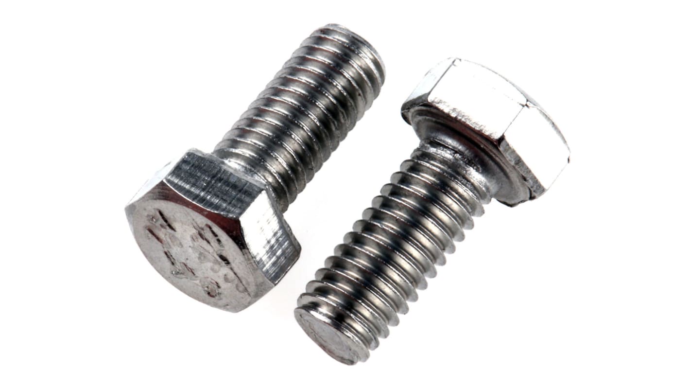 RS PRO Plain Stainless Steel, Hex Bolt, M5 x 12.0mm