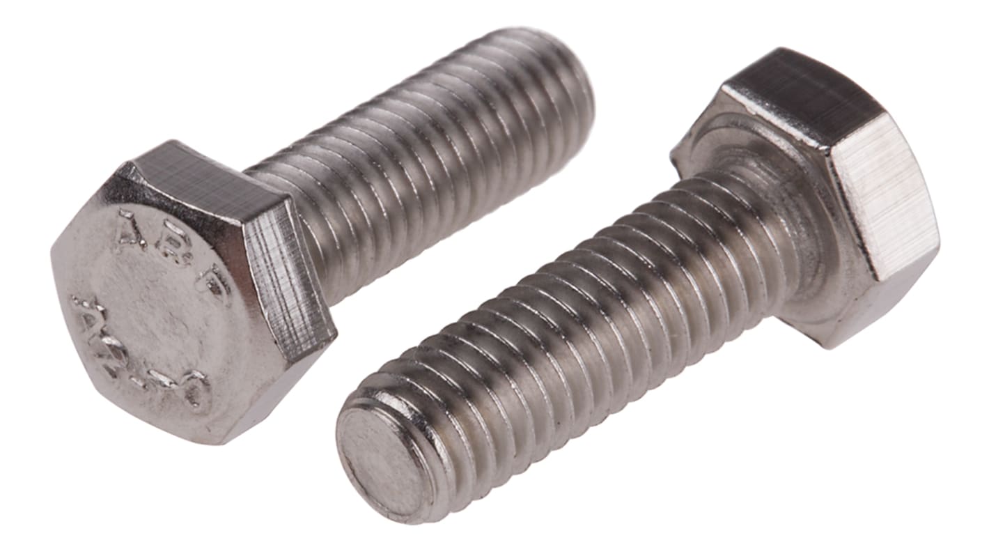 RS PRO Plain Stainless Steel, Hex Bolt, M5 x 16.0mm