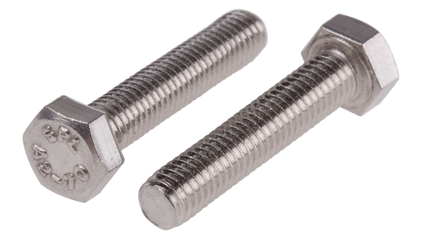 RS PRO Stainless Steel, Hex Bolt, M5 x 25.0mm