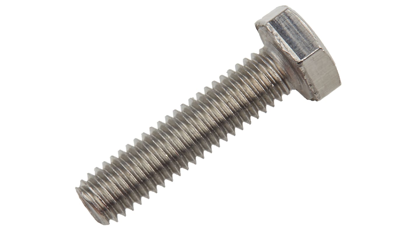 RS PRO Plain Stainless Steel, Hex Bolt, M6 x 25.0mm