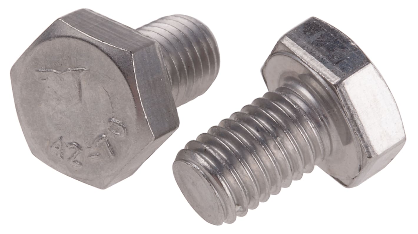 RS PRO Stainless Steel, Hex Bolt, M10 x 16.0mm