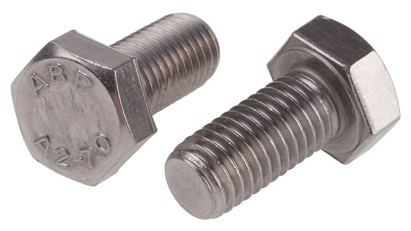 RS PRO Stainless Steel Hex, Hex Bolt, M12 x 25mm