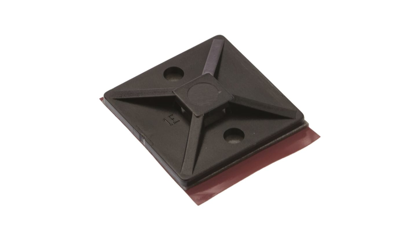 Supporto fascette HellermannTyton, col. Nero, autoadesivo, 28mm x 28 mm, Ø fissaggio 4mm, 10 pezzi