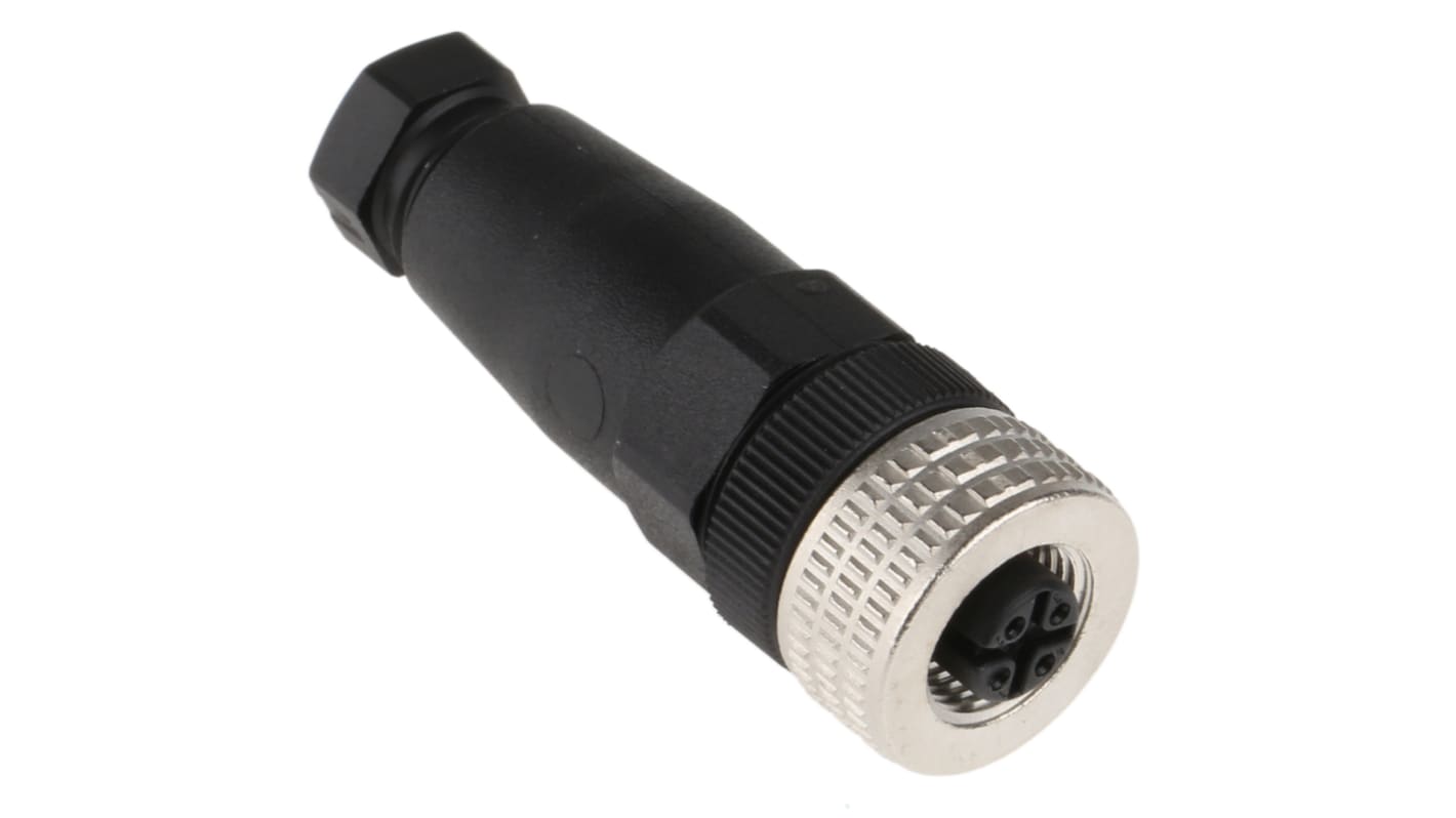 Telemecanique Sensors Circular Connector, 4 Contacts, Cable Mount, M12 Connector, Socket, Female, IP67, XZCC Series