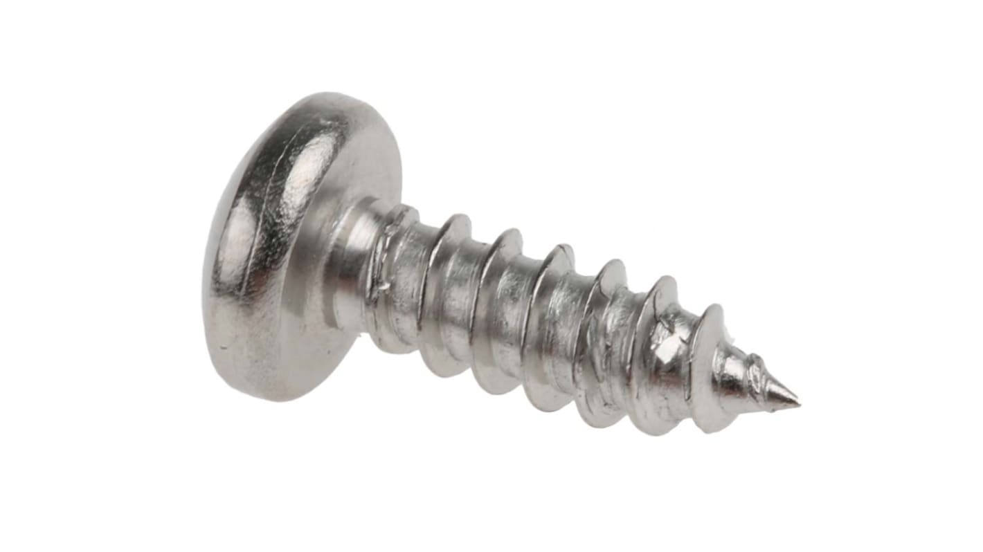 RS PRO Plain Stainless Steel Pan Head Self Tapping Screw, N°8 x 1/2in Long 13mm Long