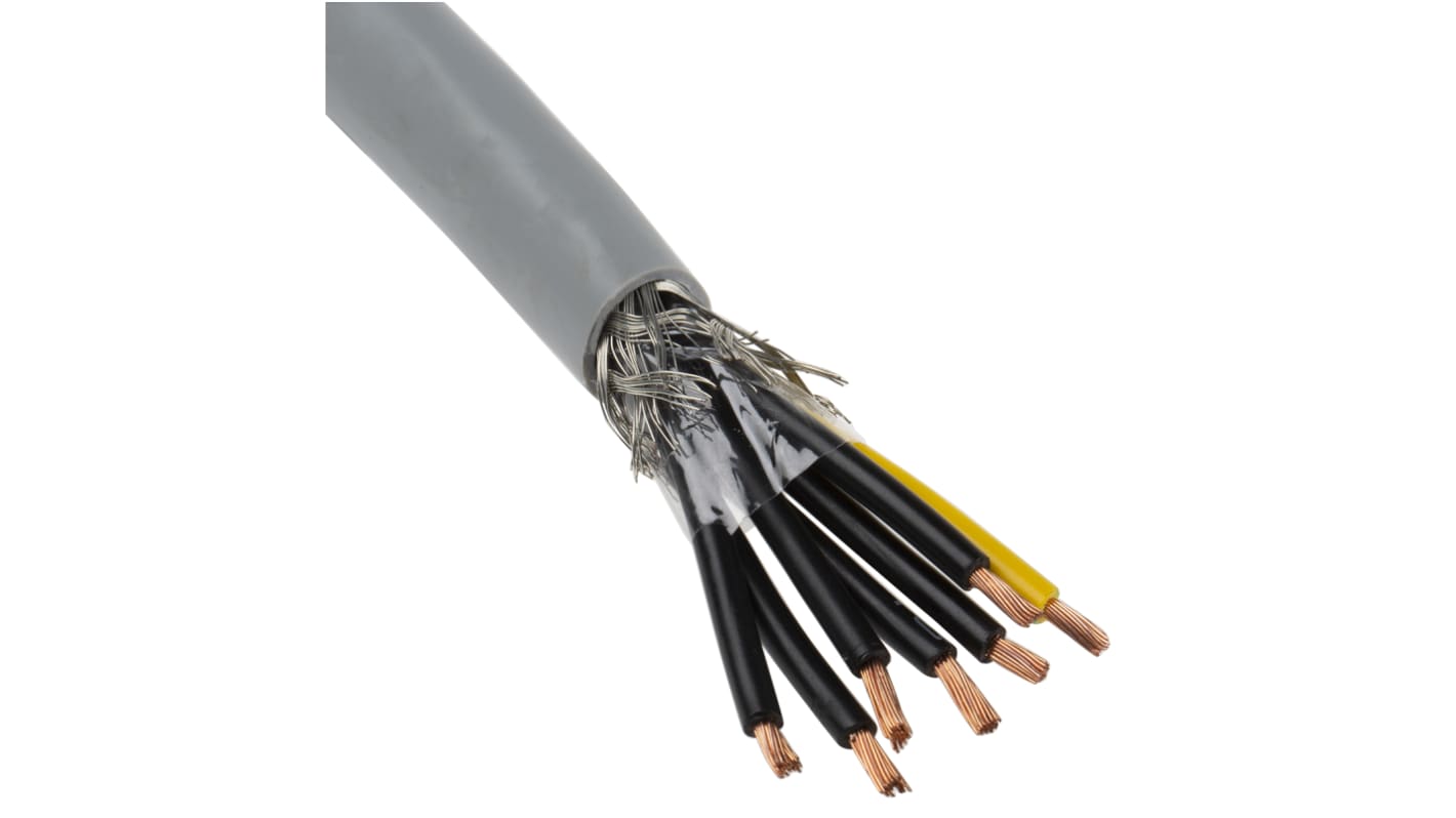 RS PRO Control Cable, 7 Cores, 1.5 mm², CY, Screened, 50m, Grey PVC Sheath, 15 AWG