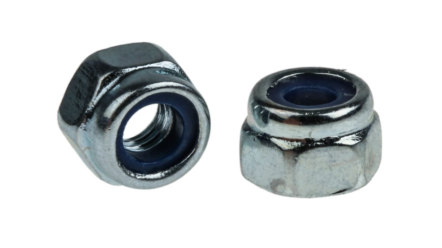 RS PRO, Bright Zinc Plated Steel Lock Nut, DIN 985, M4