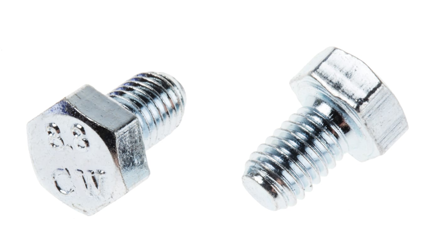 RS PRO Bright Zinc Plated Steel, Hex Bolt, M5 x 8mm
