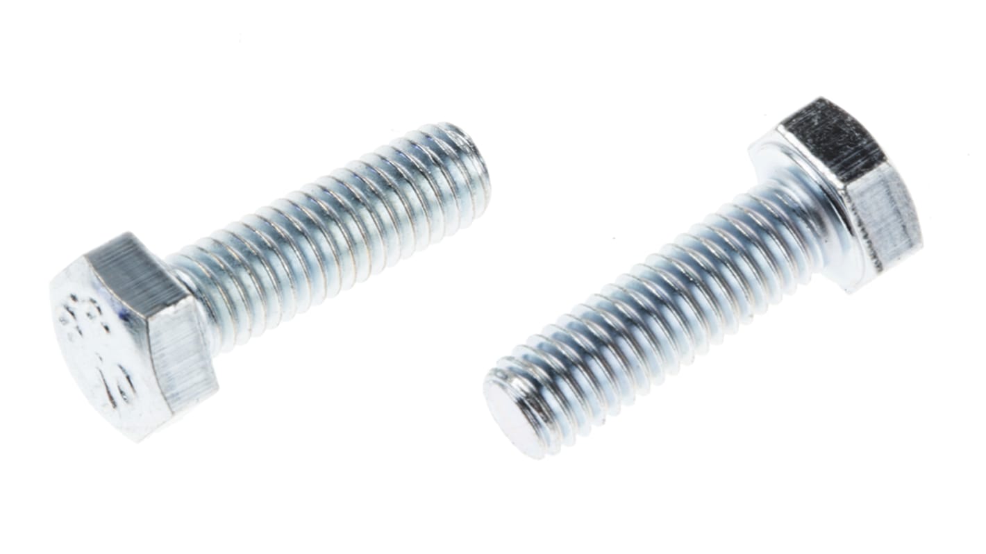 Śruba z łbem sześciokątnym gwint M5 16mm skok 0.80mm Stalowe Sześciokątny Powlekane jasnym cynkiem RS PRO