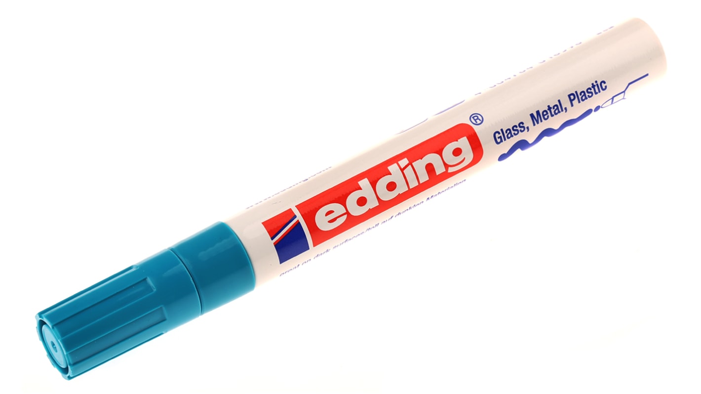 Edding Lackstift Blau Spitze Mittel 2 → 4mm für Glas, Kunststoff, Metall, Holz