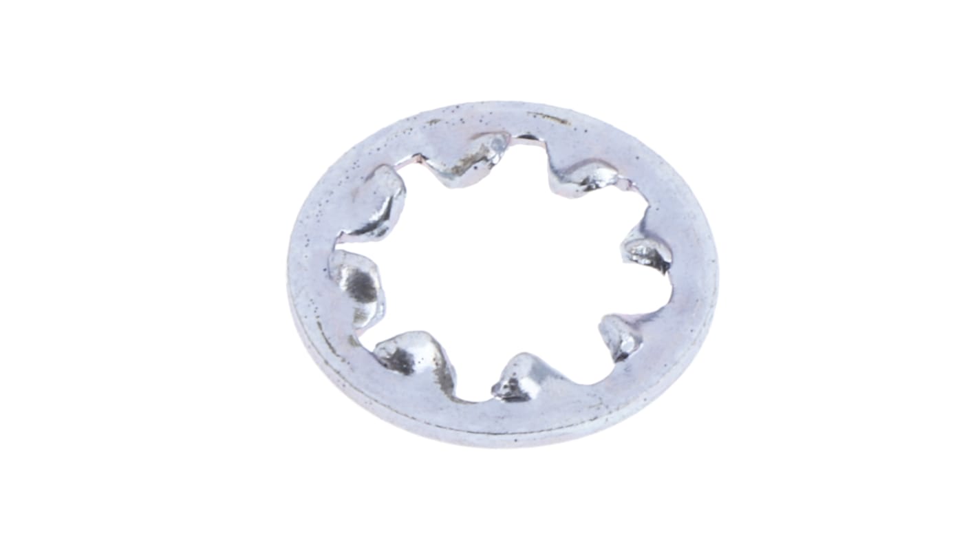 Bright Zinc Plated Steel Internal Tooth Shakeproof Washer, M4