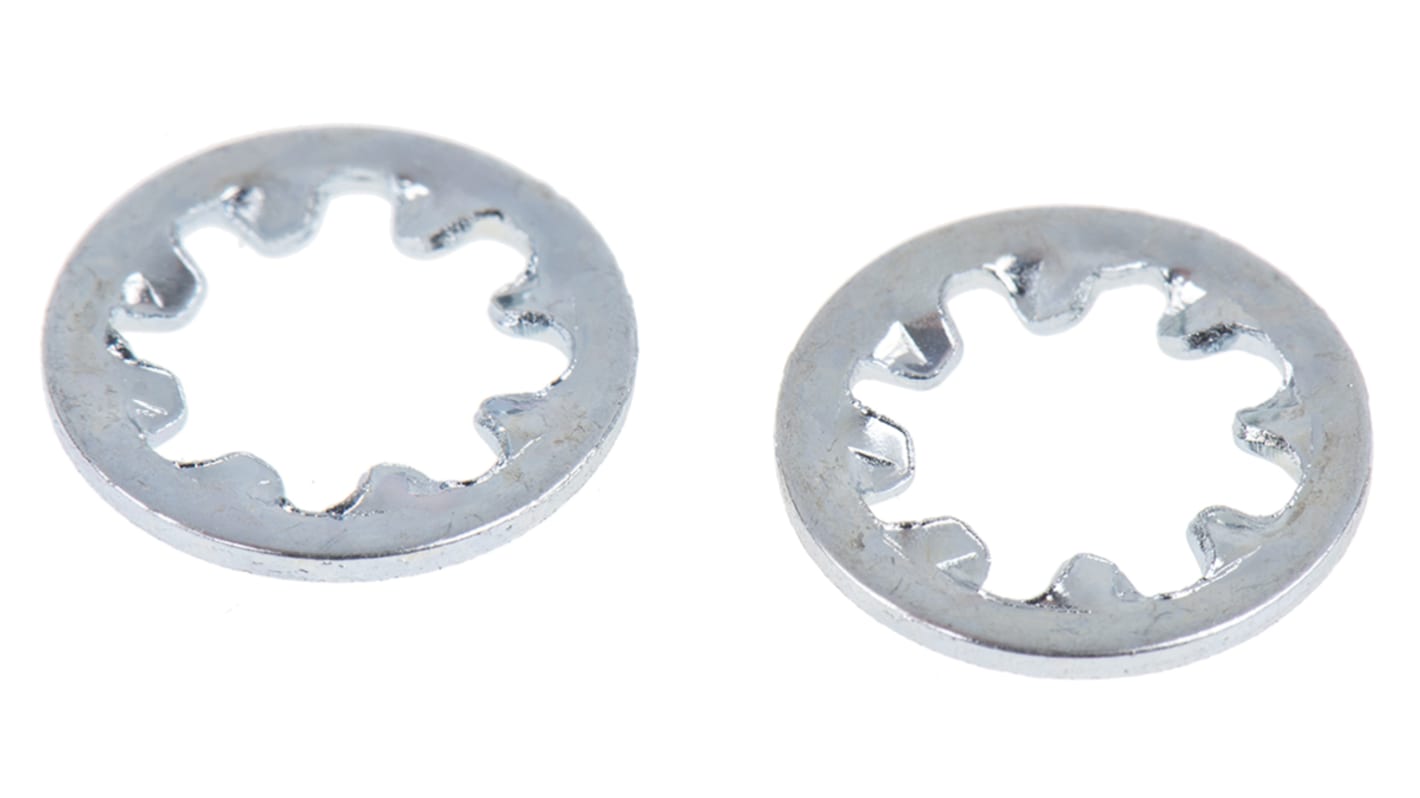 Bright Zinc Plated Steel Internal Tooth Shakeproof Washer, M5