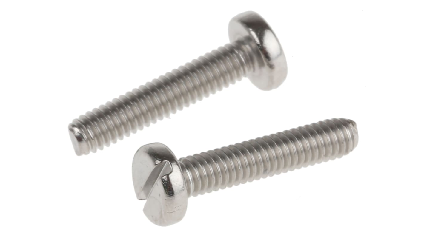 RS PRO Slot Pan A2 304 Stainless Steel Machine Screws DIN 85, M2.5x12mm