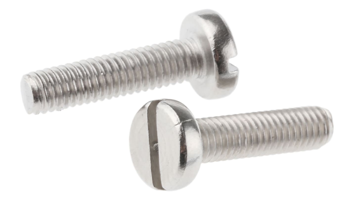 RS PRO Slot Pan A2 304 Stainless Steel Machine Screws DIN 85, M3x12mm