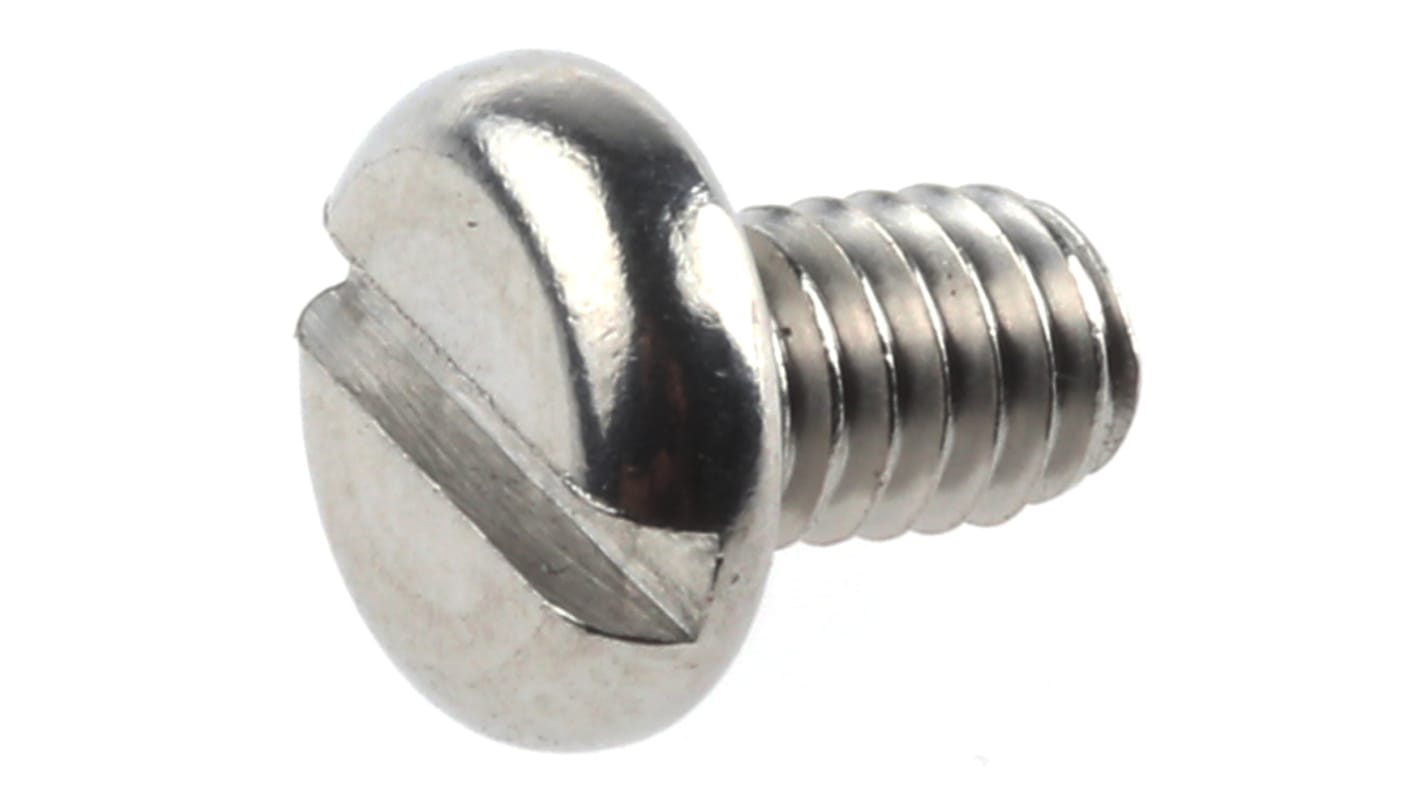 RS PRO Slot Pan A2 304 Stainless Steel Machine Screws DIN 85, M4x6.0mm