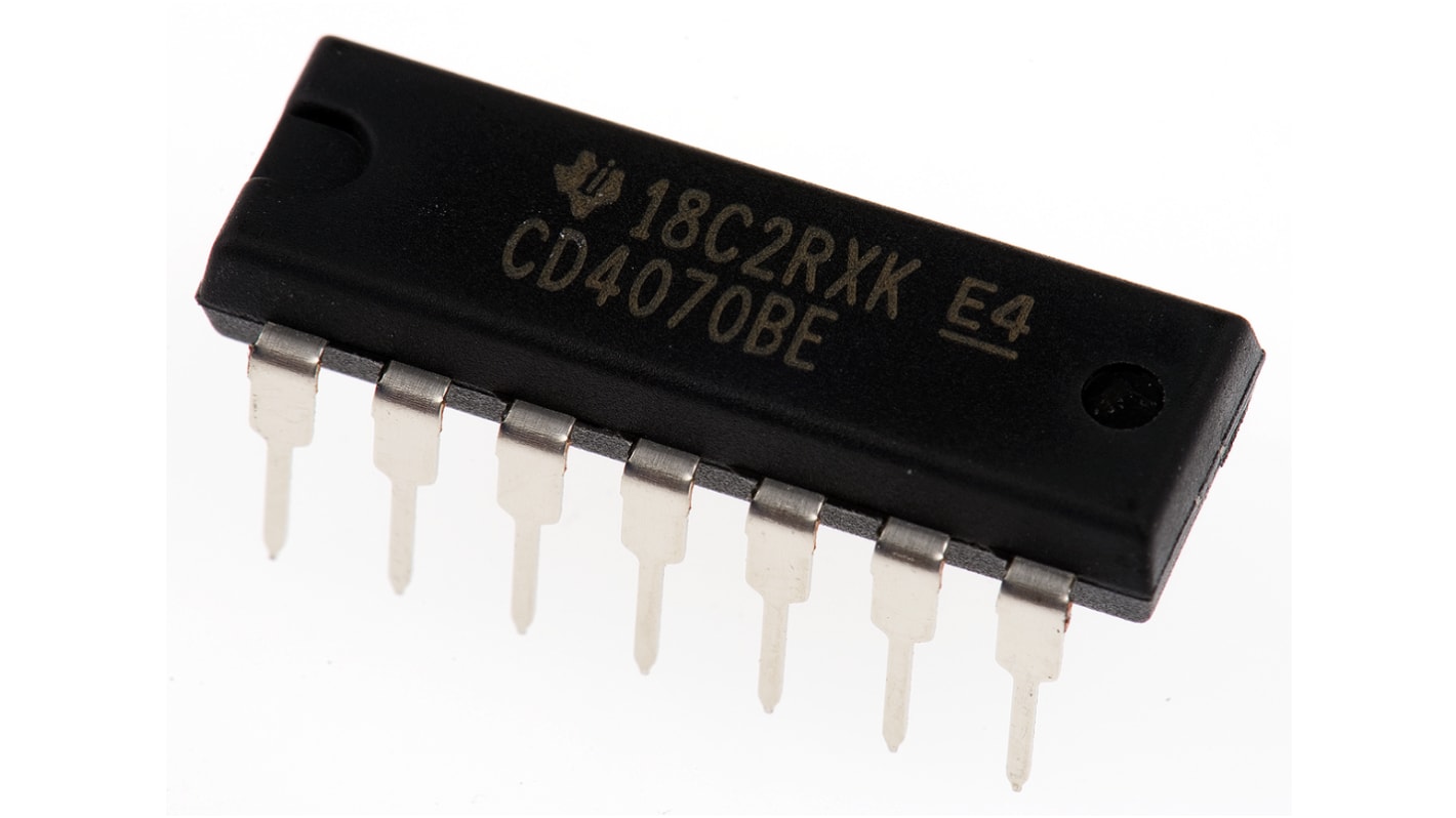 Texas Instruments CD4070BE, Quad 2-Input XOR Logic Gate, 14-Pin PDIP