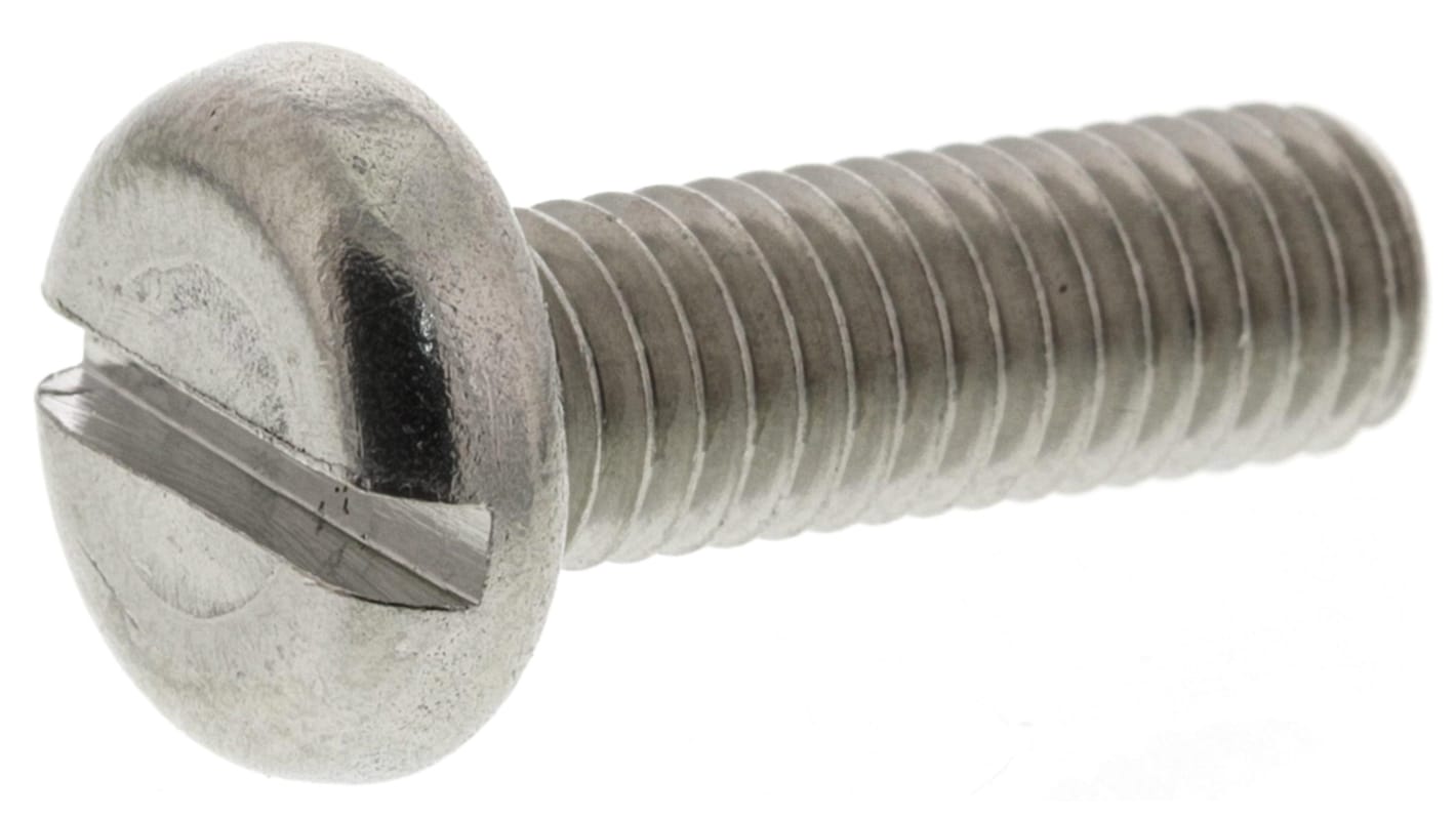 RS PRO Slot Pan A2 304 Stainless Steel Machine Screws DIN 85, M5x16.0mm