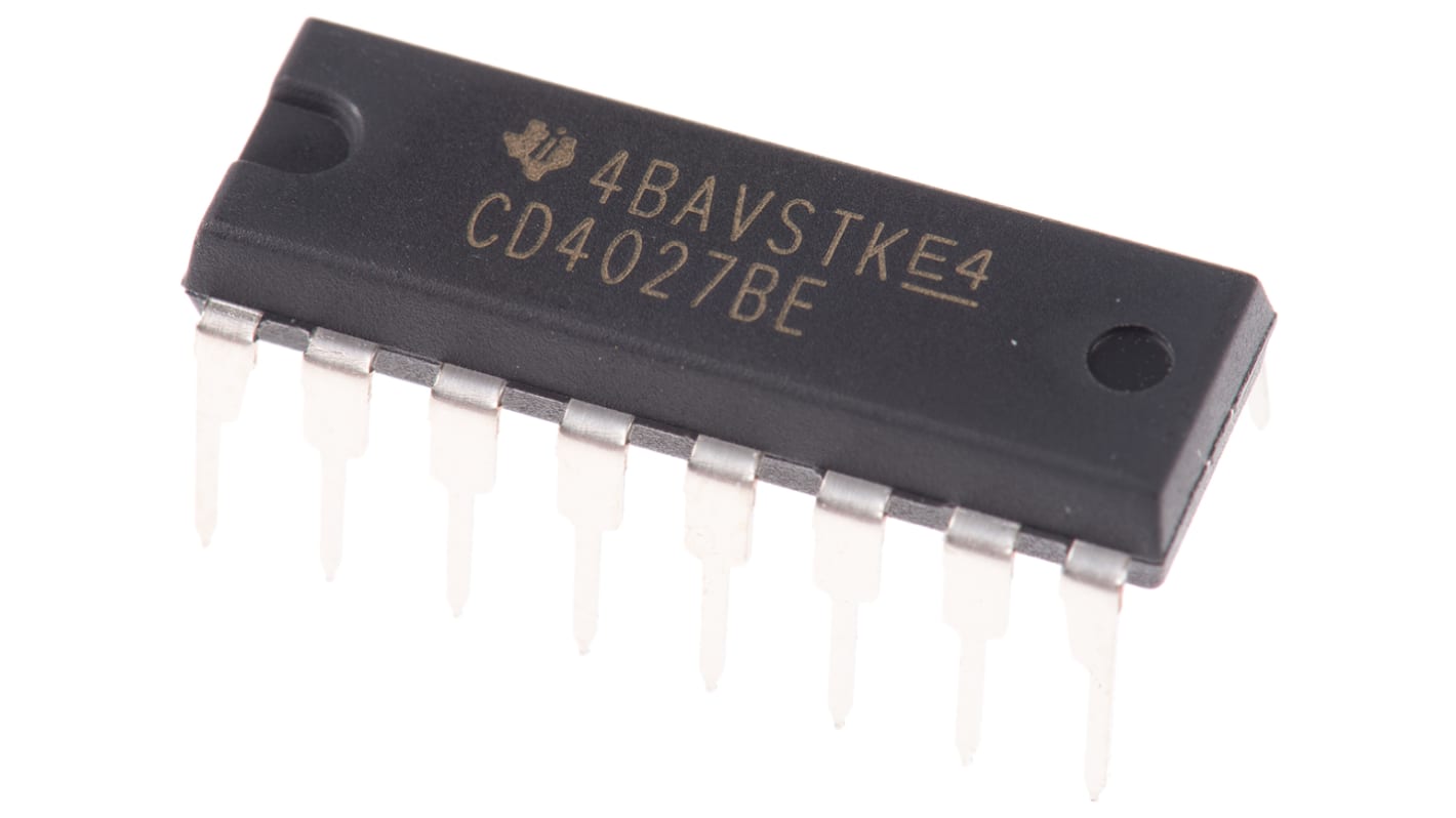 Texas Instruments CD4027BE Dual JK Type Flip Flop IC, 16-Pin PDIP