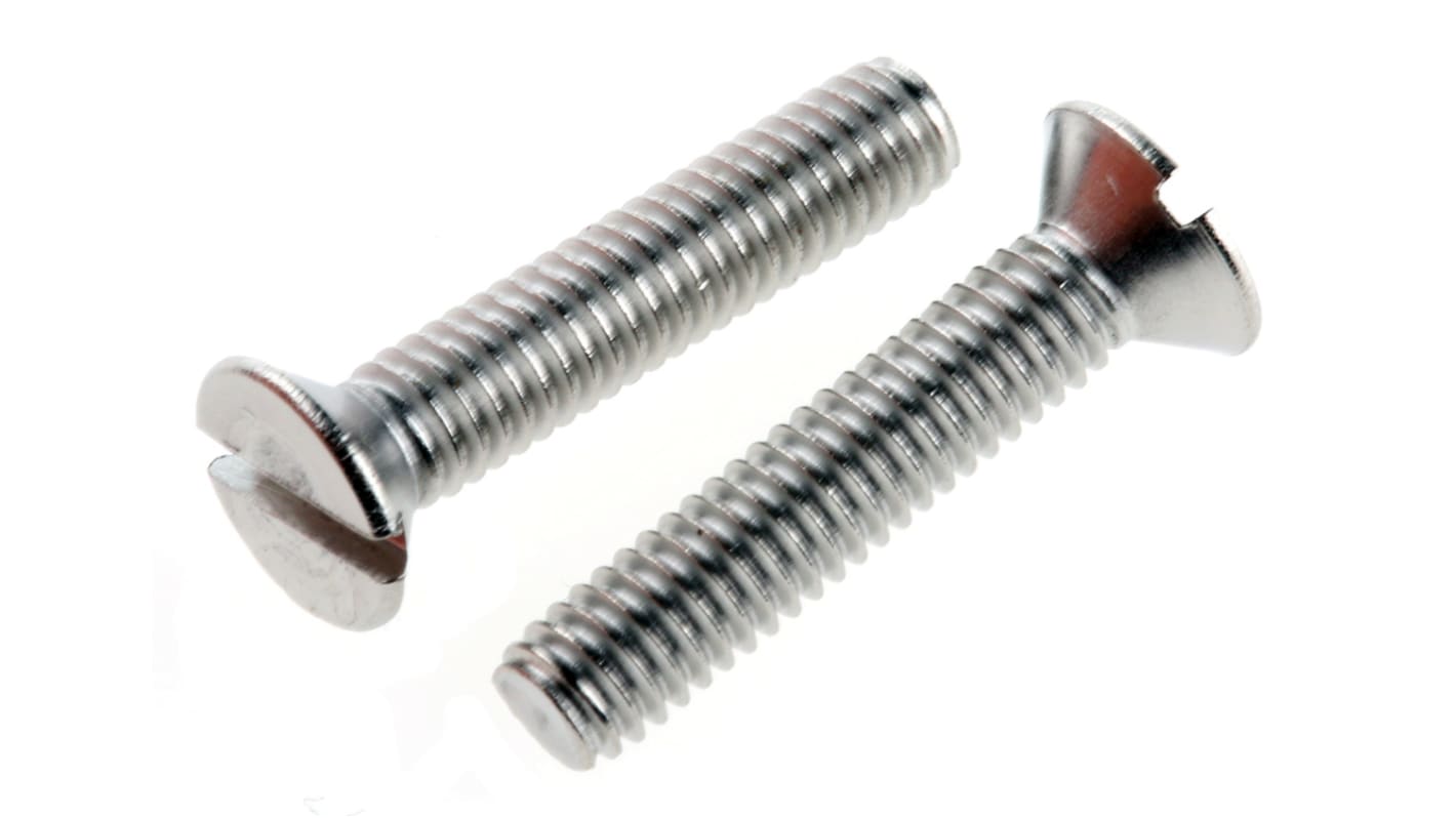 RS PRO Slot Countersunk A2 304 Stainless Steel Machine Screws DIN 963 x 20.0mm