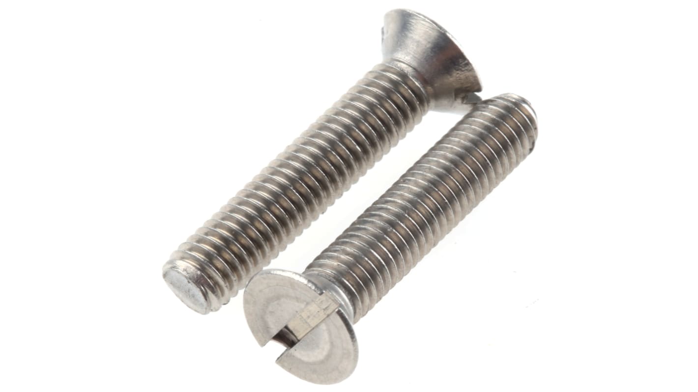 RS PRO Slot Countersunk A2 304 Stainless Steel Machine Screws DIN 963, M5x25mm